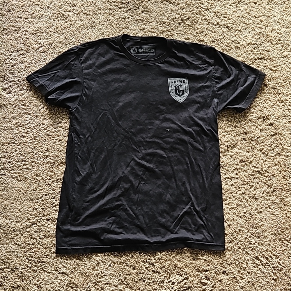 GRIND hand printed in USA, black Tshirt, size M